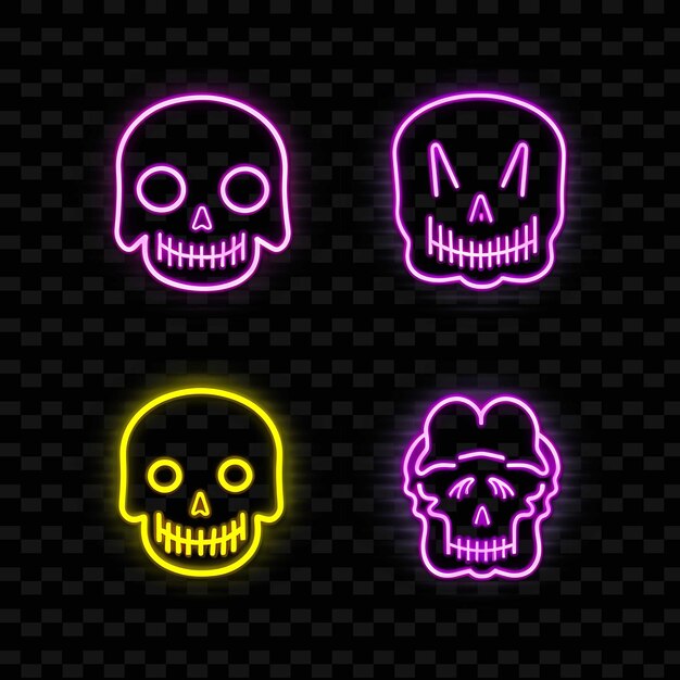 PSD png creative emoji neon line modern design elements for vibrant and captivating artworks