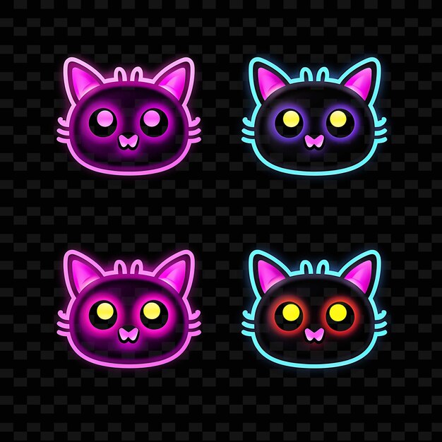 PNG Creative Emoji Neon Line Modern Design Elements for Vibrant and Captivating Artworks