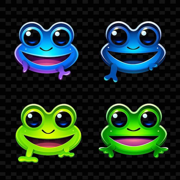 PNG Creative Emoji Neon Line Modern Design Elements for Vibrant and Captivating Artworks