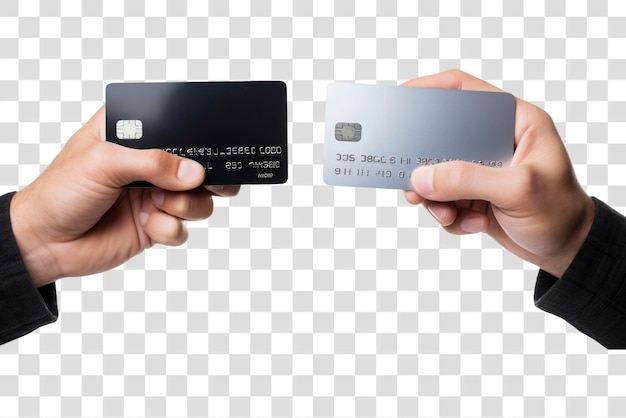 PSD png credit cards holding hand white background