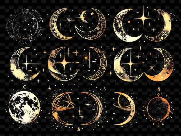 Png Crescent Shaped Decal With Illustrations of Moons and With Creative Neon Y2K Shape DecorativeR