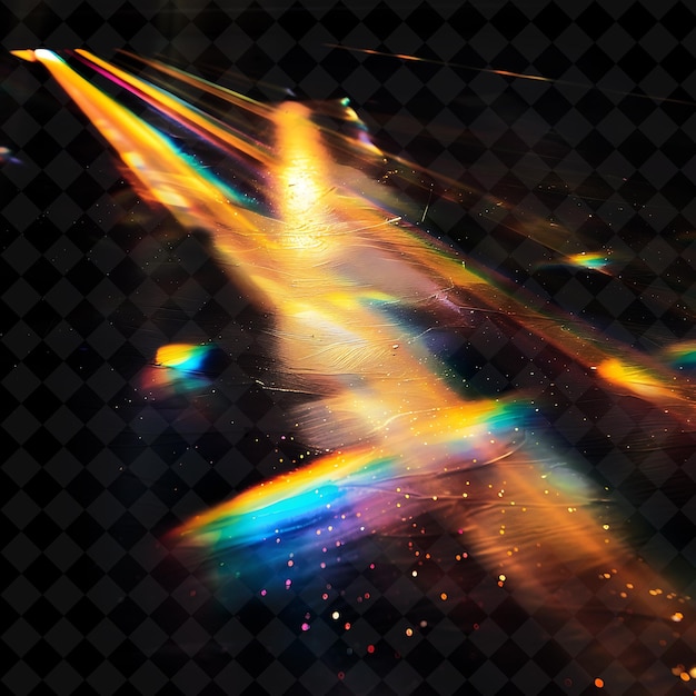 PSD png crisp refracting prism rays with colorful light and rainbow gradient neon color light streaks