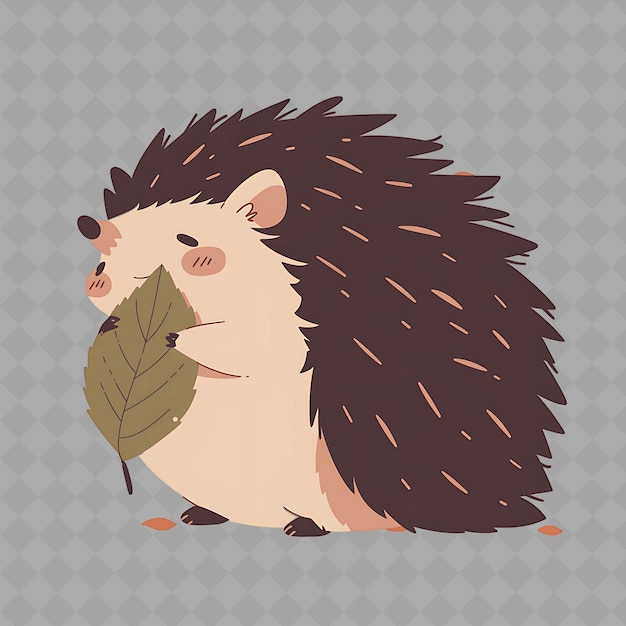 Png Curious and Kawaii Anime Hedgehog Boy With a Leaf With a Sni Creative Chibi Sticker Collection