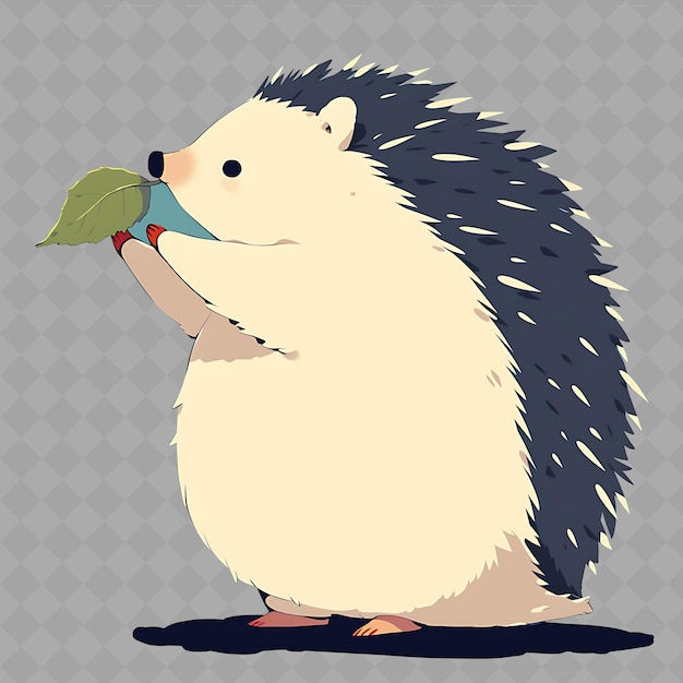 Png Curious and Kawaii Anime Hedgehog Boy With a Leaf With a Sni Creative Chibi Sticker Collection