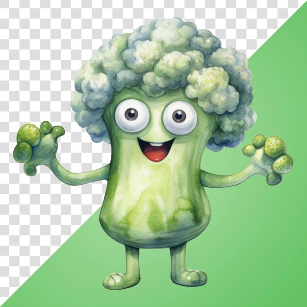 PSD png cute broccoli cartoon character illustration