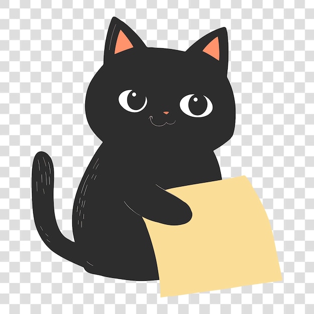 PSD png cute cat paper notes illustration transparent background