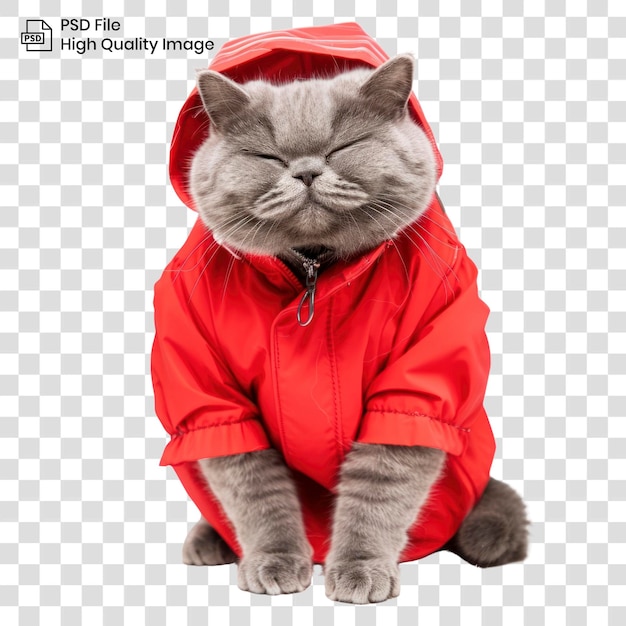 PNG Cute cat in red jacket