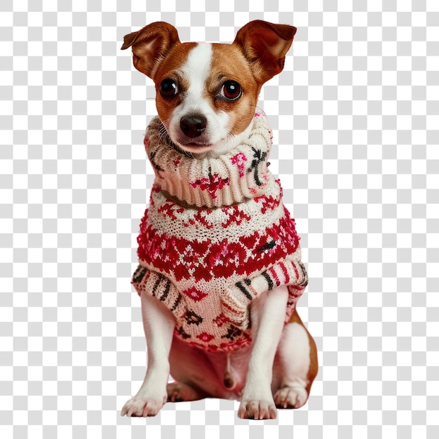 PNG Cute dog in knitted chihuahua sweater mammal