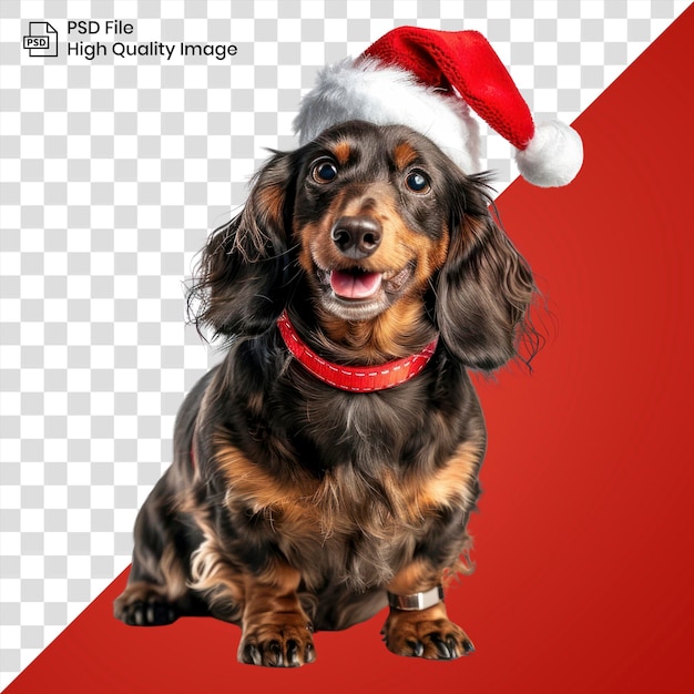 PNG Dashshund dog wearing a santa hat cute pet photography