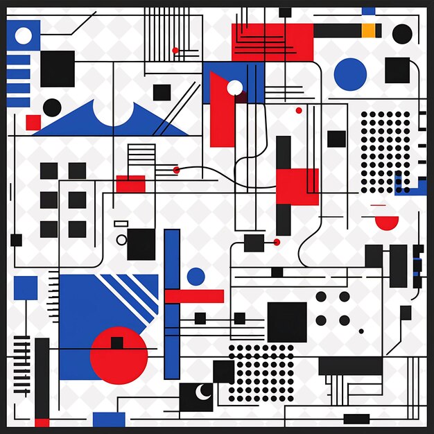 Png De Stijl Folk Art With Primary Colors and Grids for Decorati Tradional Outline Art Collection