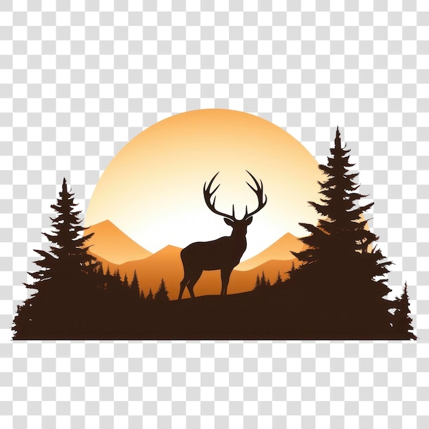 PSD png deer silhouette wildlife antler ai generated image by rawpixel