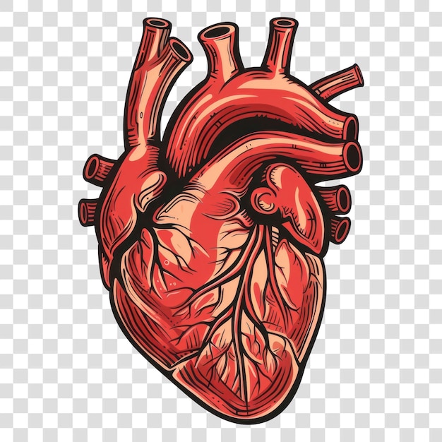 PSD png detailed anatomical heart illustration