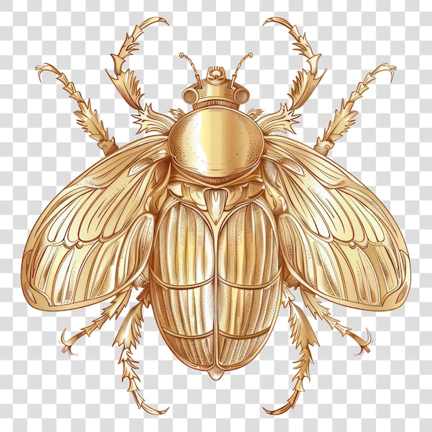 PSD png detailed golden beetle illustration