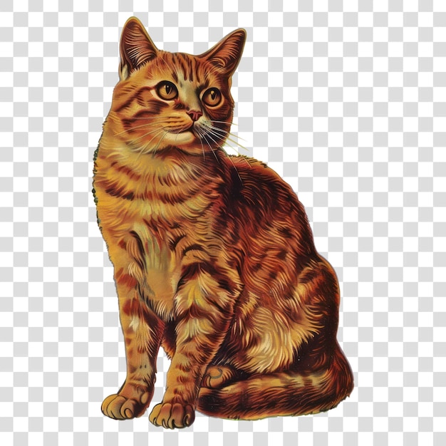 PSD png detailed illustration of sitting cat