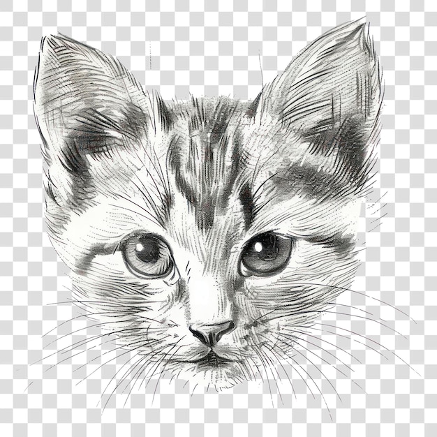 PSD png detailed sketch of kitten