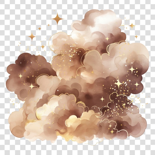 PSD png dreamy golden cloud illustration