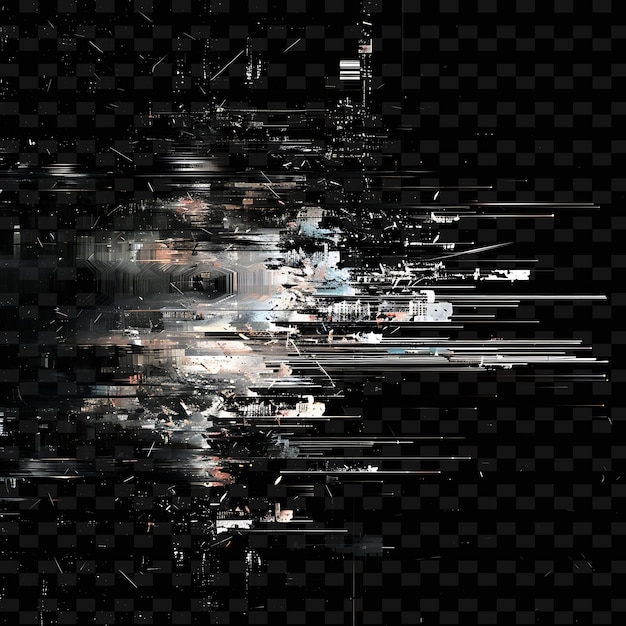 PSD png dystopian glitch with gritty texture and distorted shapes fo illustration texture background