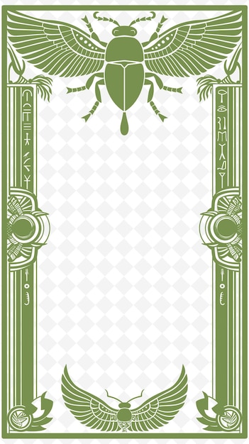 Png Egyptian Frame Art With Scarab Beetle and Hieroglyphic Decor Illustration Frame Art Decorative