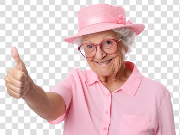 PSD png elderly woman in pink smiling