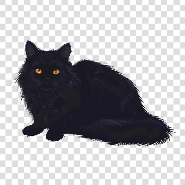 PSD png elegant black cat illustration