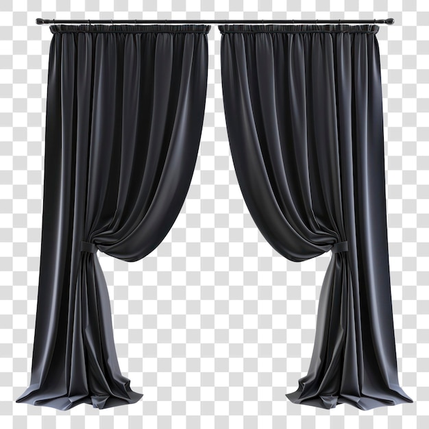 PNG Elegant black draped curtains