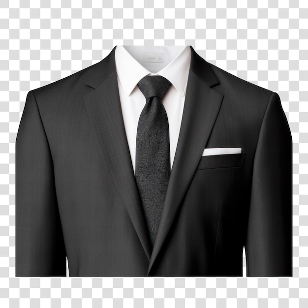 PSD png elegant black suit and tie