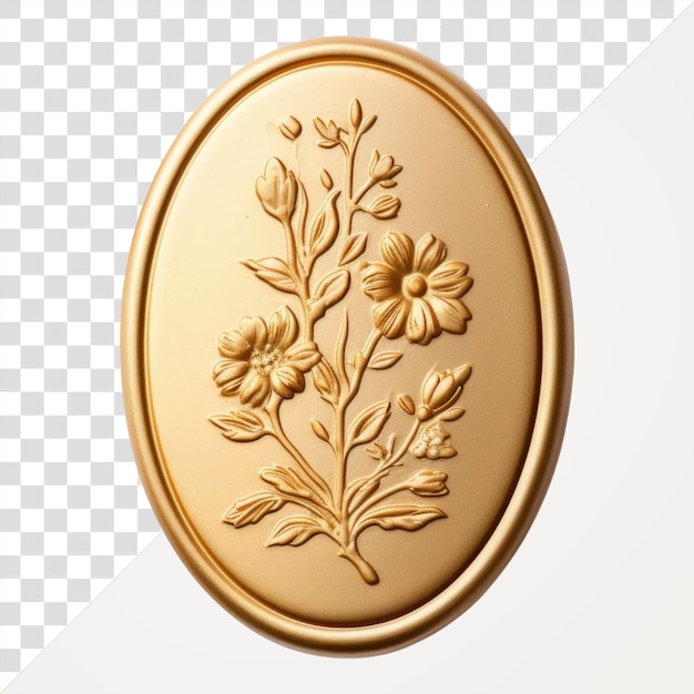 PSD png elegant floral embossed oval