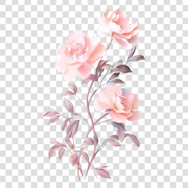 PSD png elegant pastel floral design