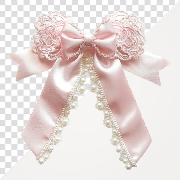 PSD png elegant pink lace bow