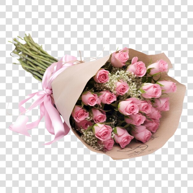 PSD png elegant pink rose bouquet arrangement