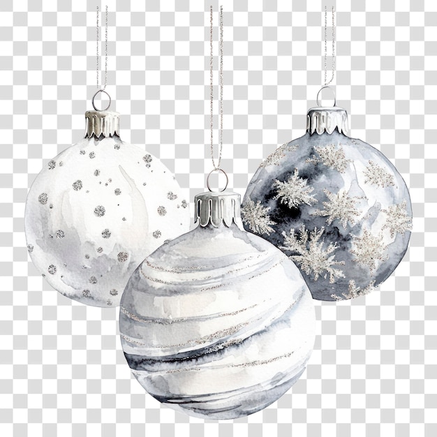 PNG Elegant watercolor Christmas ornaments