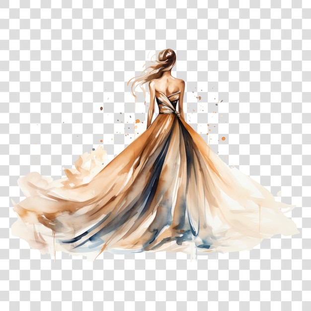 PNG Elegant watercolor fashion illustration