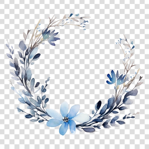 PSD png elegant watercolor floral wreath illustration