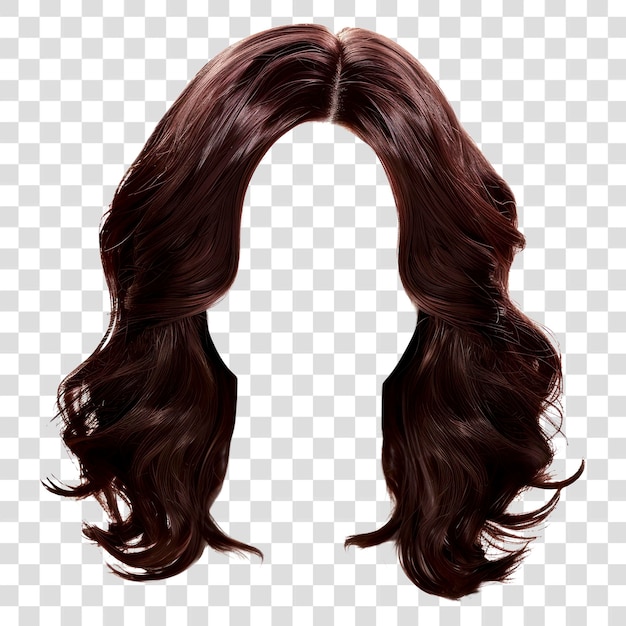 PSD png elegant wavy brunette wig