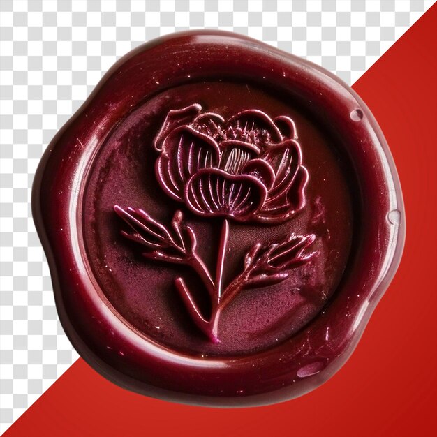 PSD png elegant wax seal with flower