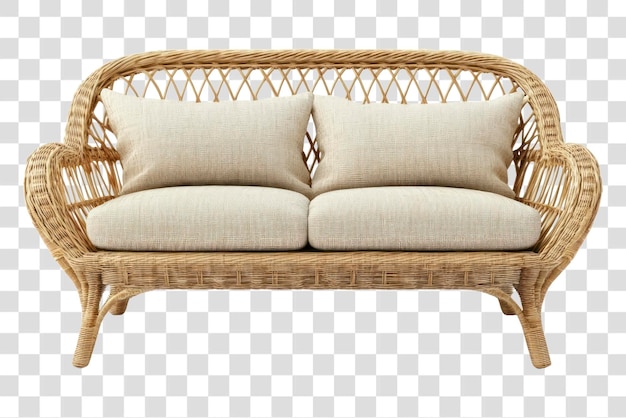 PSD png elegant wicker loveseat with cushions