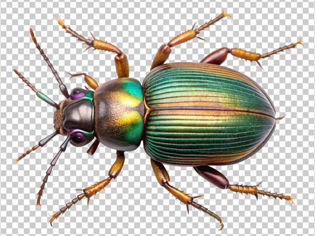 PSD png emerald beetle isolated top view transparent