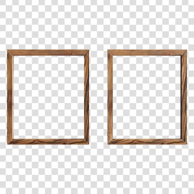 PSD png empty wooden frames on wall