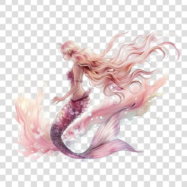 PSD png fantasy mermaid illustrated drawing female