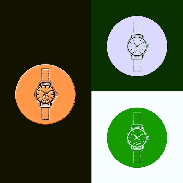 PSD png fashionable watch with stylish logo showcasing a timeless de outline art creative designs