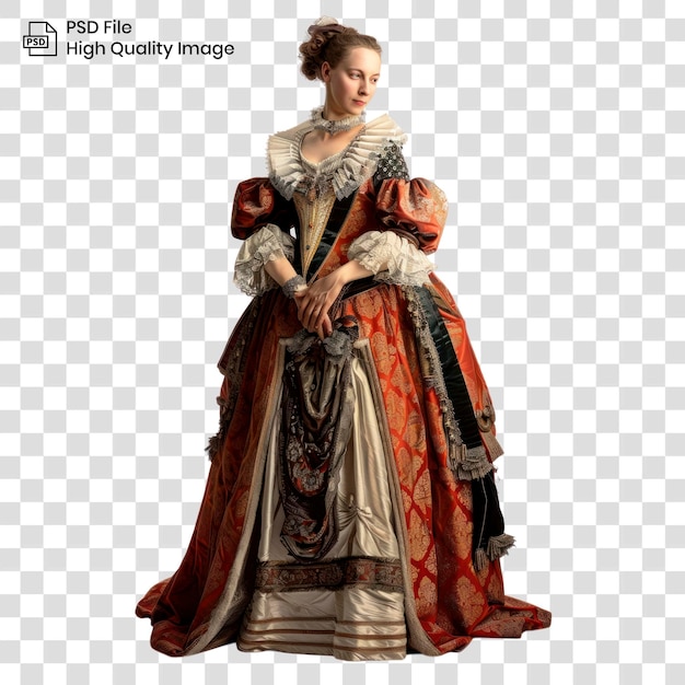 PSD png female dress illustration renaissance clothing