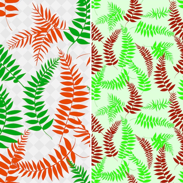 PSD png fern leaves with snake silhouette and botanical design arran nature pattern outline art design