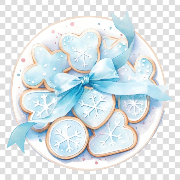 PSD png festive winter cookies with ribbon