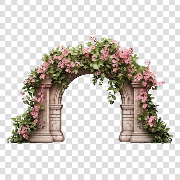 PNG Floral archway with pink flowers