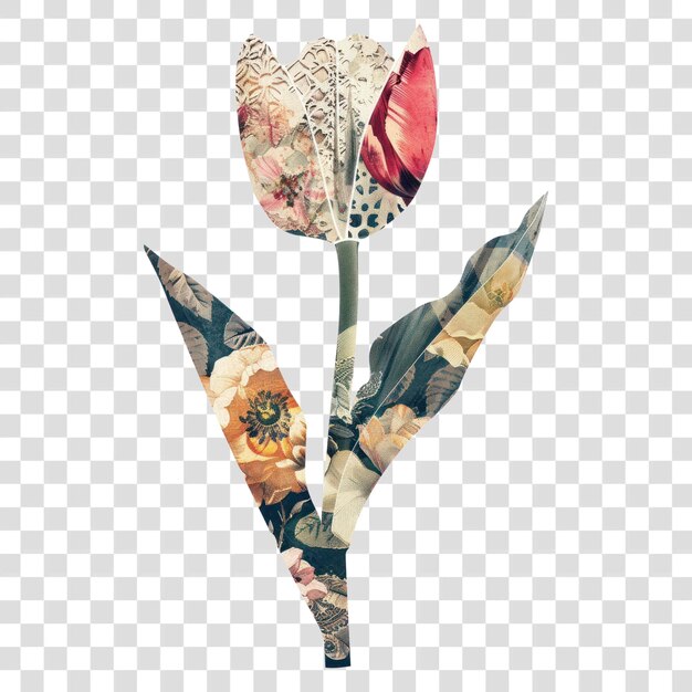 PSD png floral collage tulip art