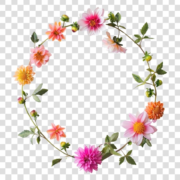 PSD png floral wreath on white background