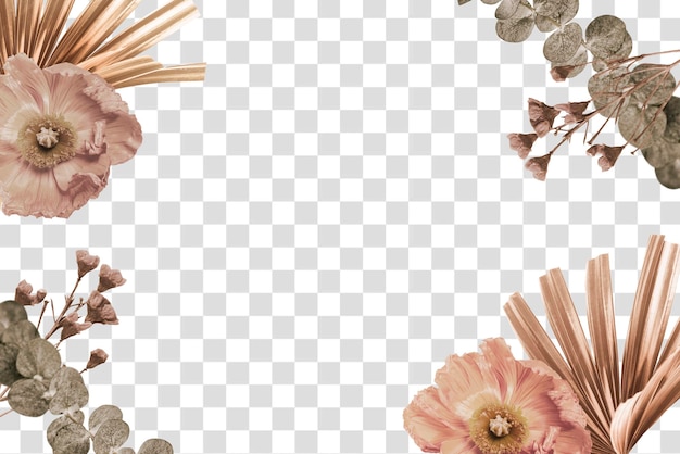 PSD png flower frame cut out transparent background