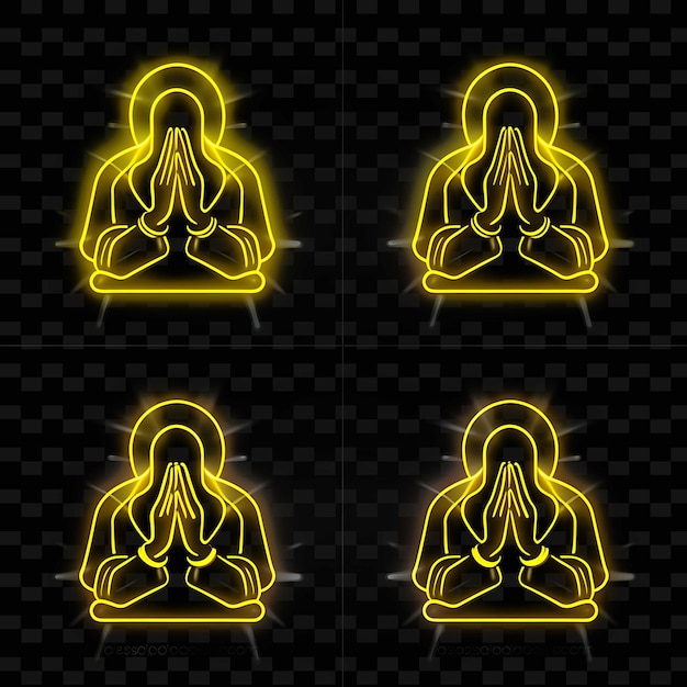 Png Folded Hands Icon Emoji With Praying Grateful and Hopeful Ex Neon Lines Y2K Shape Eye Catching