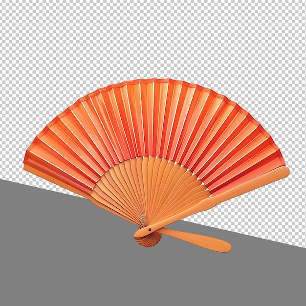 PSD png folding hand fan isolated on transparent background