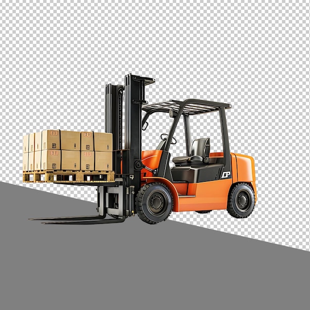 PSD png forklift with load isolated on transparent background